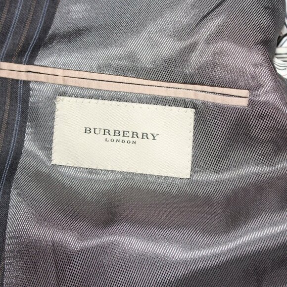 Burberry London Mens Suit Jacket Gray Pinstripe Size 44R *With Flaws* Wool - Picture 4 of 12